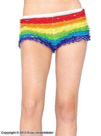 Regnbågsfärgade shorts med volanger
